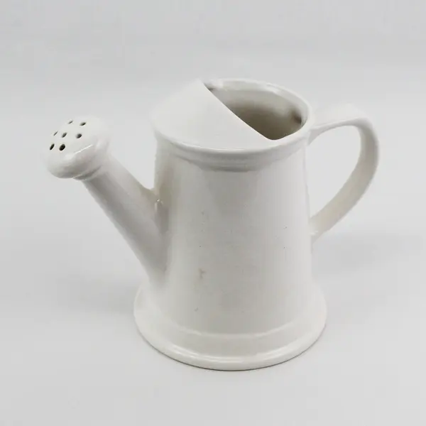 Pfaltzgraff Solid White Ceramic Watering Can  7"