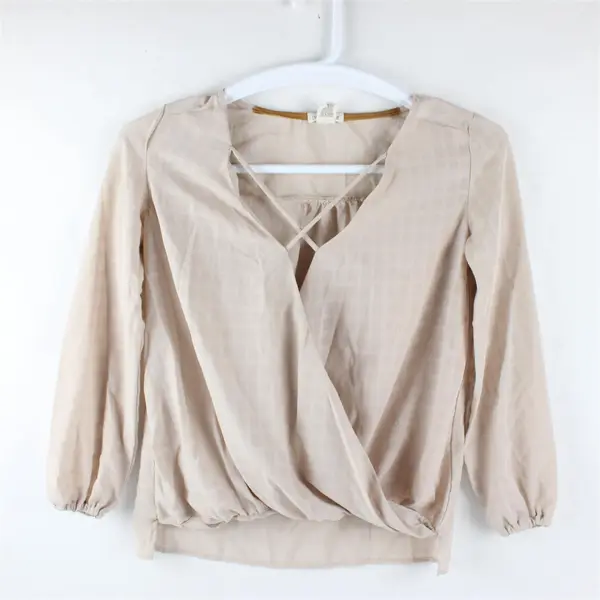 Clover + Scout Solid Beige/Mauve Color Long Sleeve Blouse Top Women's Size XS