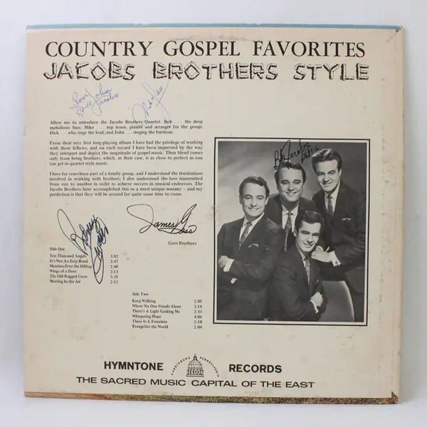 Jacobs Brothers Style Country Gospel Favorites 12" Vinyl Record