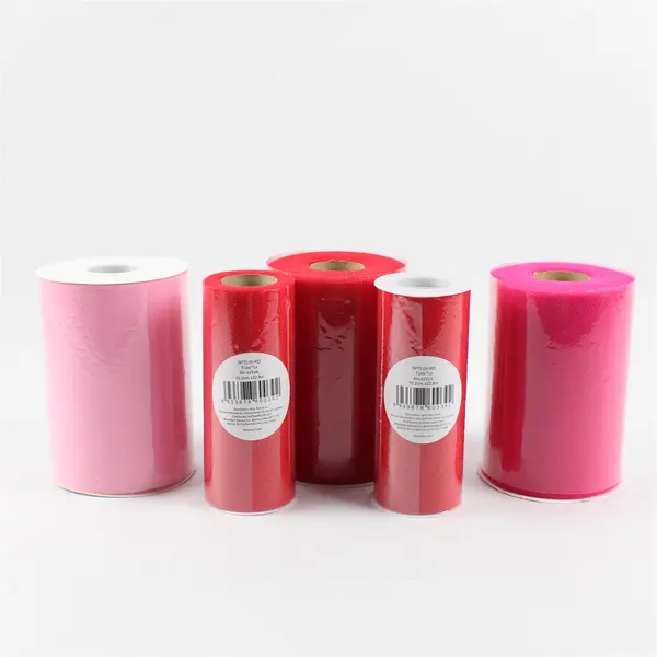 Lot of 5 Rolls Red and Pink Tulle Partially Used Craft Material