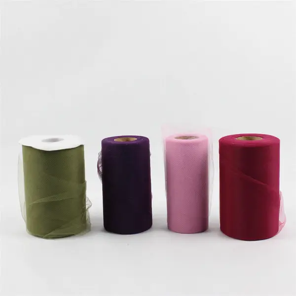 Lot of 4 Rolls Tulle Varied Colors Partially Used Craft Material