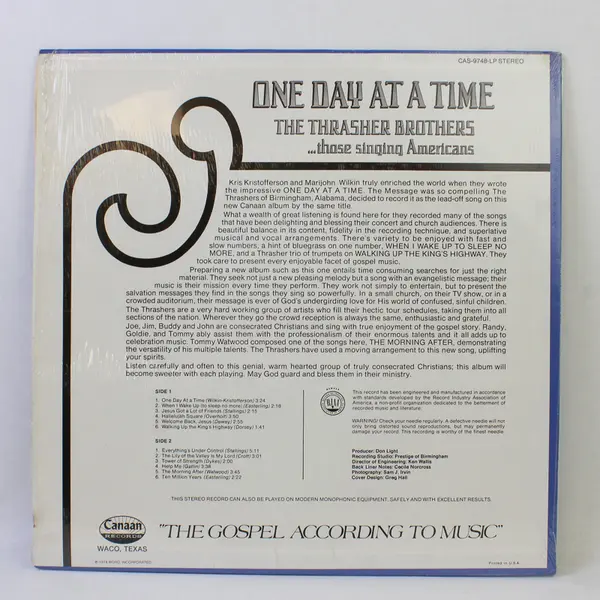 The Thrasher Brothers: "One Day At A Time" 12" Vinyl Record
