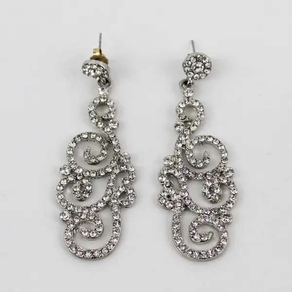 Pair of Swirl Silver-Tone Dangle Pierced Earrings