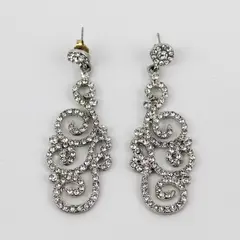 Pair of Swirl Silver-Tone Dangle Pierced Earrings