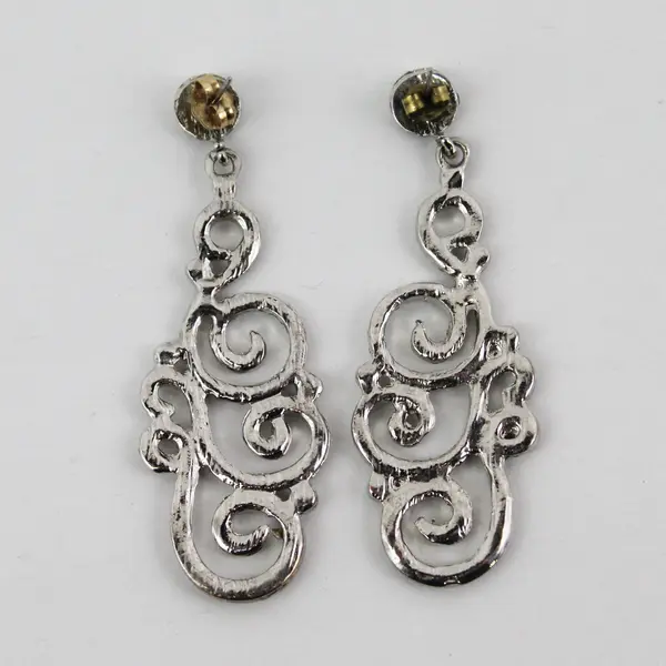 Pair of Swirl Silver-Tone Dangle Pierced Earrings