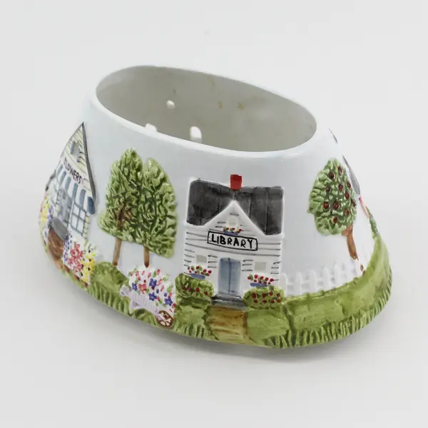Oval Ceramic Yankee Candle Our Town Jar Candle Shade Topper 
