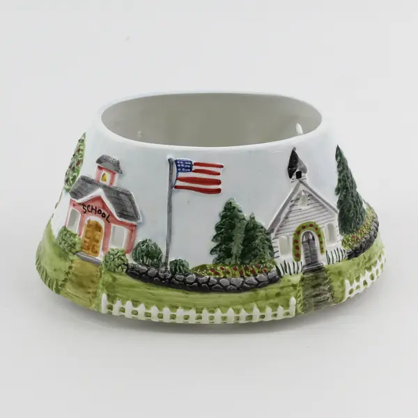 Oval Ceramic Yankee Candle Our Town Jar Candle Shade Topper 
