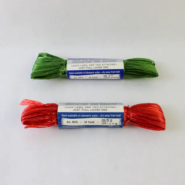 Lot of 2 Bucilla Strawtex Red and Green 24 Yard Skeins