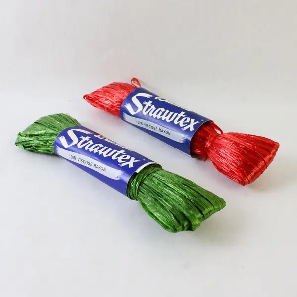 Lot of 2 Bucilla Strawtex Red and Green 24 Yard Skeins