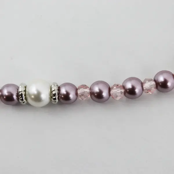 Pink Stone & Bead Fashion Necklace with Lobster Clasp, 9" Long