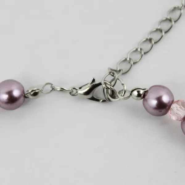 Pink Stone & Bead Fashion Necklace with Lobster Clasp, 9" Long
