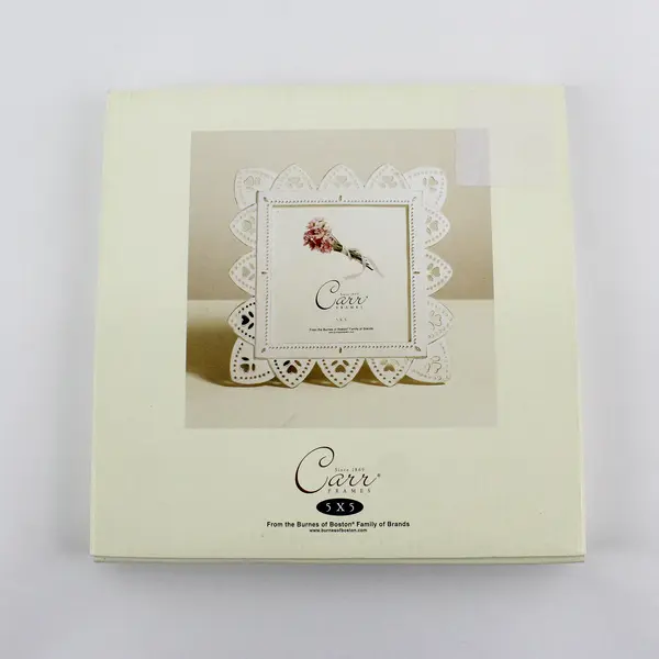 Carr Giverney Metals White 5x5 Photo Frame Pierced Floral Edge NIB