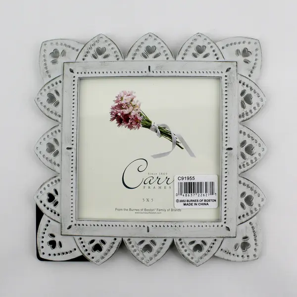 Carr Giverney Metals White 5x5 Photo Frame Pierced Floral Edge NIB