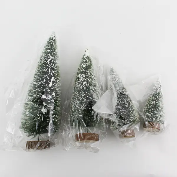 Set of 4 Bottle Brush Christmas Trees Mini Holiday Mantel Decor