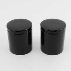 2 Tag Black Ceramic Jars With Lids 3.5"