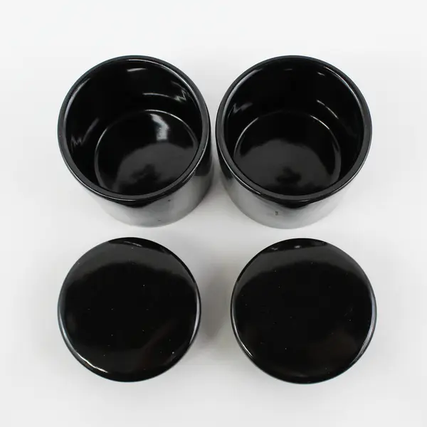 2 Tag Black Ceramic Jars With Lids 3.5"