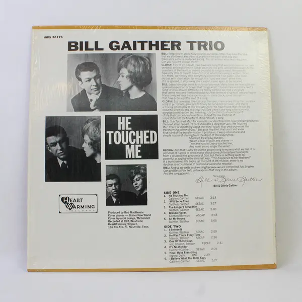  Bill Gaither Trio  "He Touched Me" 12" Vinyl Records 