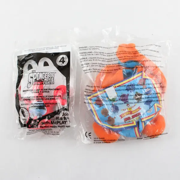 Lot of 2 McDonald's Toys Sir Pinch-a-Lot Crab & Mr. Men - New