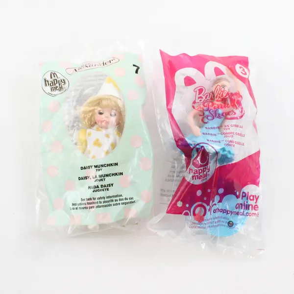 Lot of 2 McDonald's Toys Barbie Pink Shoes & Daisy Munchkin