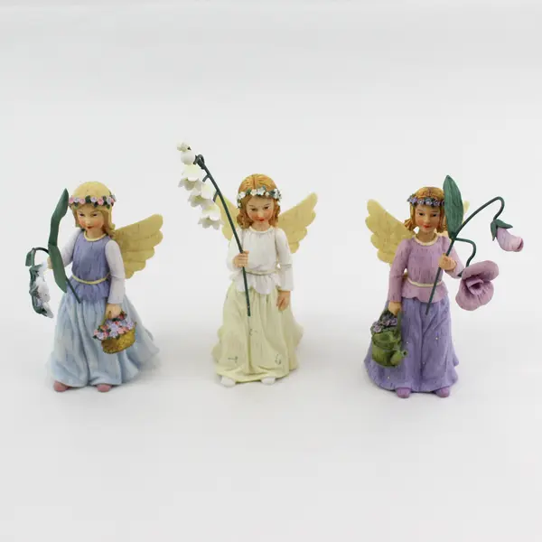3 Demdaco Wildflower Angel Figurines Sweet Pea Forget Me Not Lily of the Valley