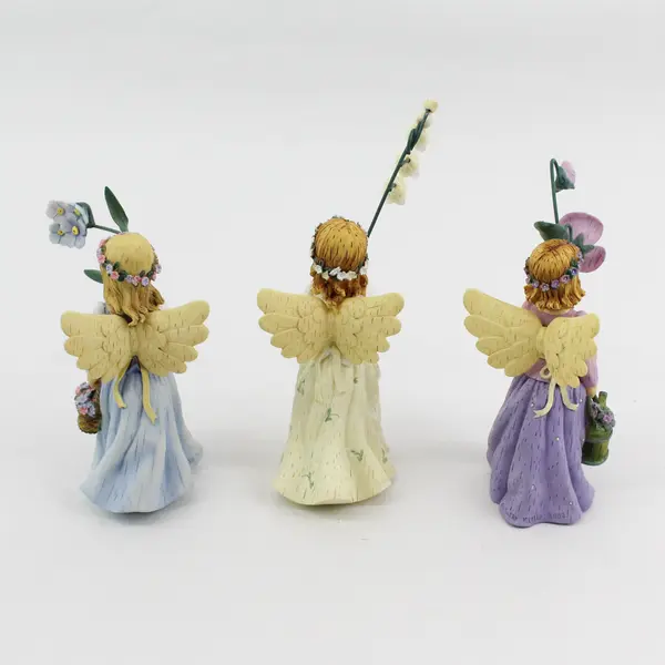 3 Demdaco Wildflower Angel Figurines Sweet Pea Forget Me Not Lily of the Valley