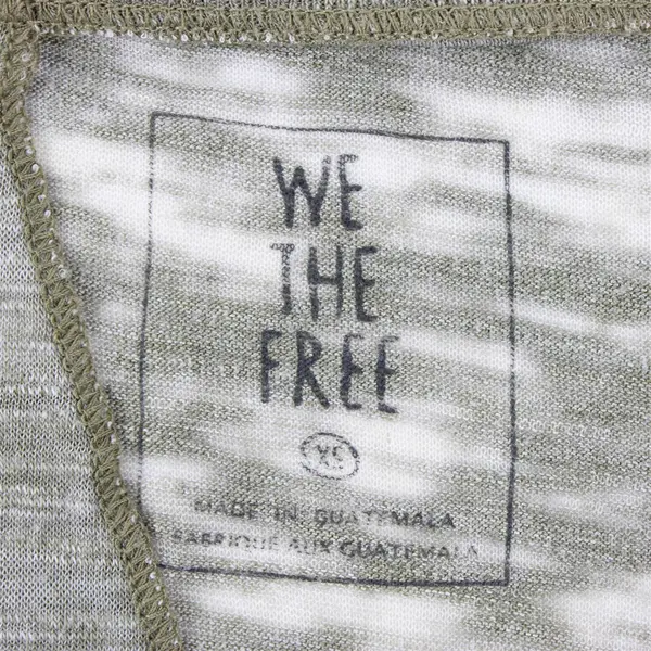 We The Free Solid Green Color Distressed Style Short Sleeve T-Shirt Womens Sz XS