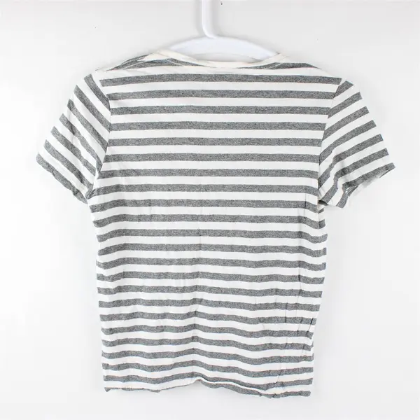 H&M Gray/White Horizontal Striped Short Sleeve Basic T-Shirt Women's Size S