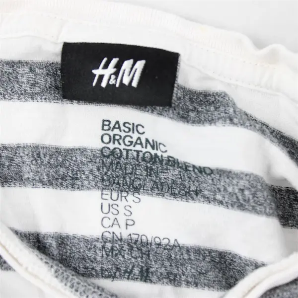 H&M Gray/White Horizontal Striped Short Sleeve Basic T-Shirt Women's Size S
