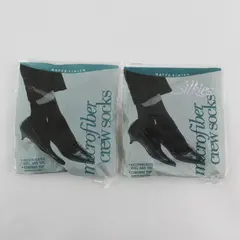 Lot of 2 Packs Silkies Microfiber Crew Socks, Navy and Brown 2004 New 