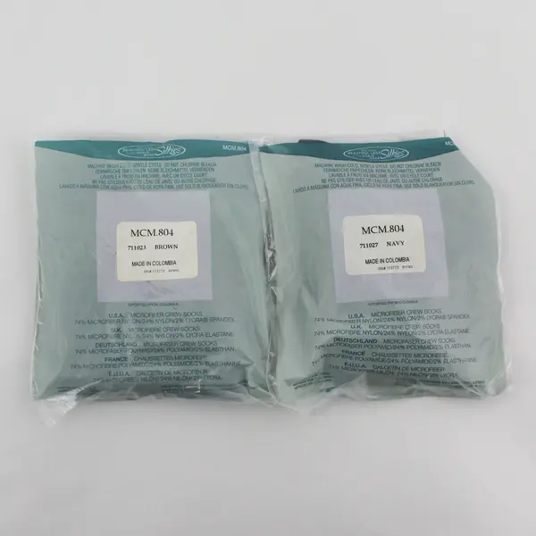 Lot of 2 Packs Silkies Microfiber Crew Socks, Navy and Brown 2004 New 