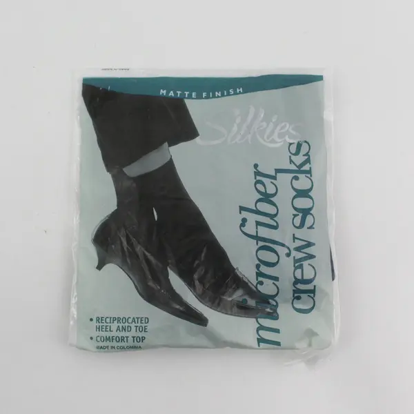 Lot of 2 Packs Silkies Microfiber Crew Socks, Navy and Brown 2004 New 