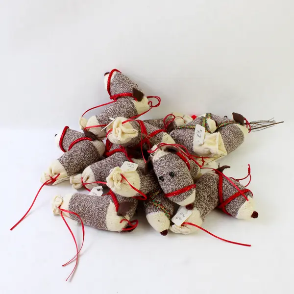 Lot of 11 Sock Reindeer Ornaments FLAWED Parts Repair Upcycle