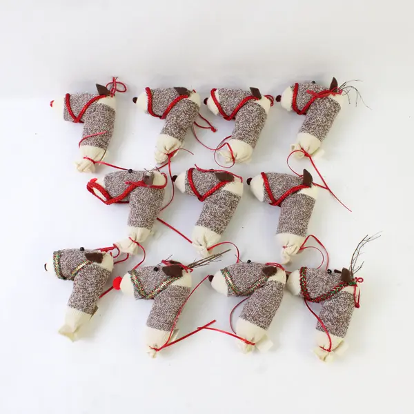 Lot of 11 Sock Reindeer Ornaments FLAWED Parts Repair Upcycle