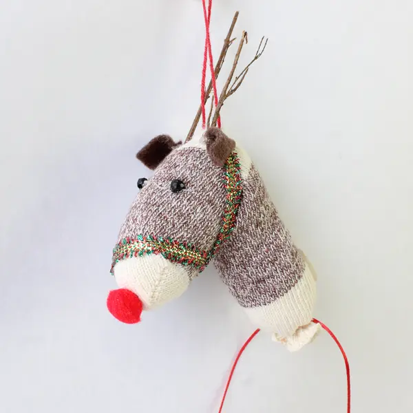 Lot of 11 Sock Reindeer Ornaments FLAWED Parts Repair Upcycle