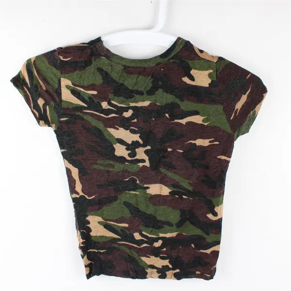Occasion Green Camo Pattern Short Sleeve T-Shirt Top Women's Size XS