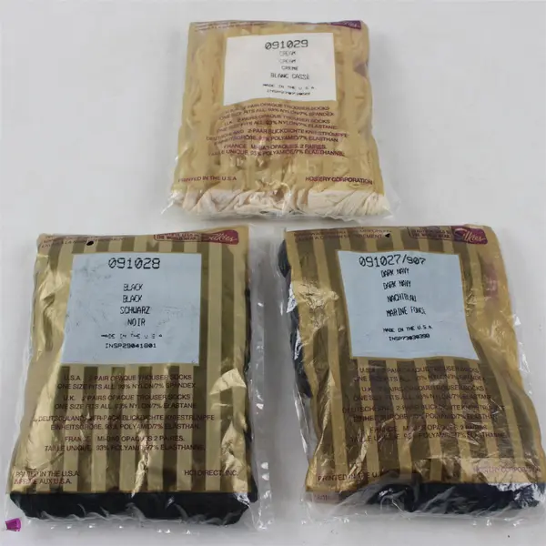 Lot of 3 Packs of Silkies Opaque Trouser Socks, Ribbed Black, Navy and Cream