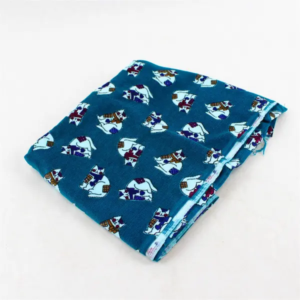 Lot of 2 Cat Corduroy Fabric 40" x 12" Cat Print Quilting Sewing
