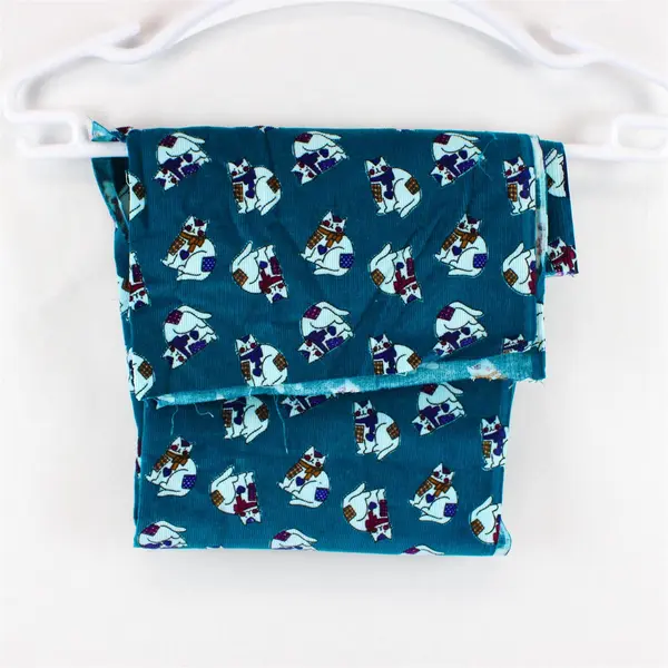 Lot of 2 Cat Corduroy Fabric 40" x 12" Cat Print Quilting Sewing