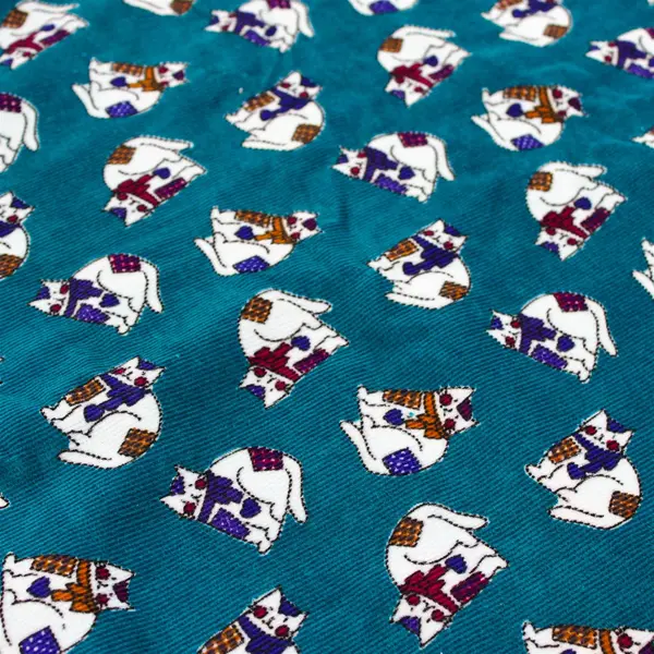 Lot of 2 Cat Corduroy Fabric 40" x 12" Cat Print Quilting Sewing