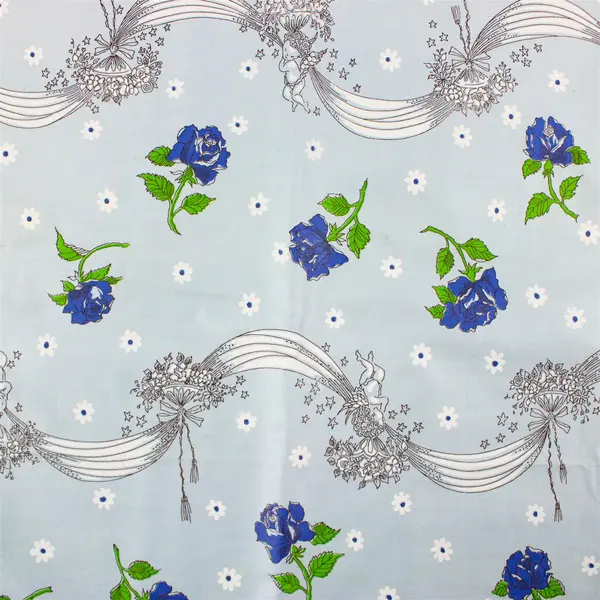 Cupid W Garland Blue Fabric 2 1/3 yds x 36in Craft Sewing Quilting