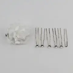 Collection of Vintage Hair Pins (7) One With White Silk Flower