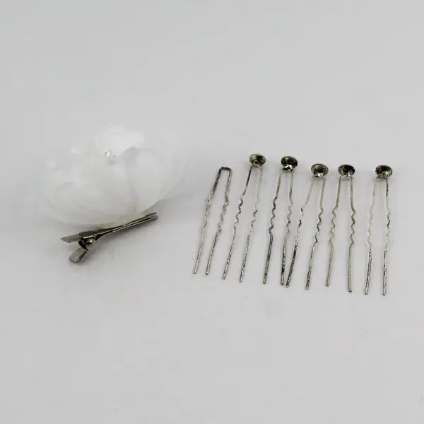 Collection of Vintage Hair Pins (7) One With White Silk Flower
