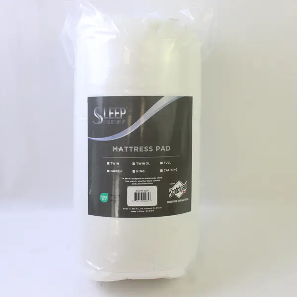 Sleep Philosophy E & E Co Solid White Color Mattress Pad Twin XL 100% Polyester