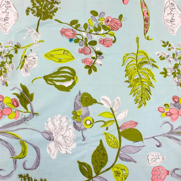 Floral Polished Cotton Fabric Teal 2 Yds x 36in Quilting Apparel Crafts