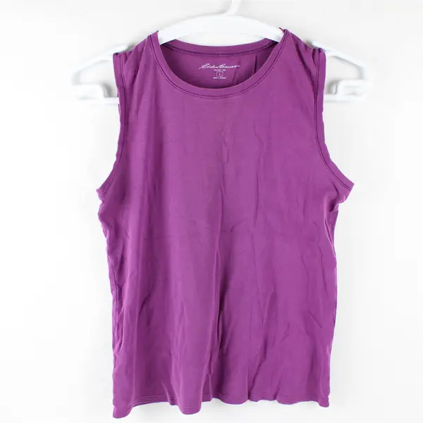 Eddie Bauer Solid Purple Color Sleeveless T-Shirt Top 100% Cotton Women's Size L