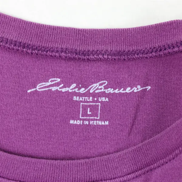 Eddie Bauer Solid Purple Color Sleeveless T-Shirt Top 100% Cotton Women's Size L