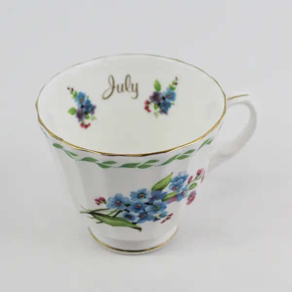 Vintage Duchess Bone China July Forget Me Not Footed Cup And Saucer Set
