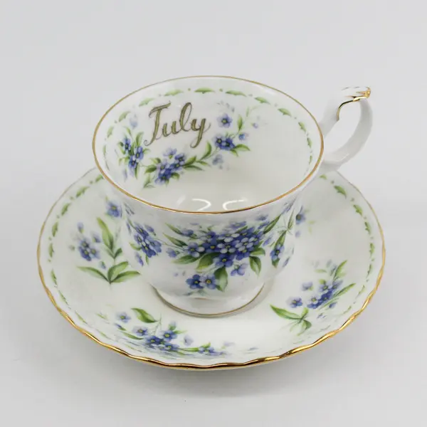 1970 Royal Albert Flower of the Month Teacup & Saucer JULY Blue Forget-Me-Not