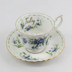 1970 Royal Albert Flower of the Month Teacup & Saucer JULY Blue Forget-Me-Not