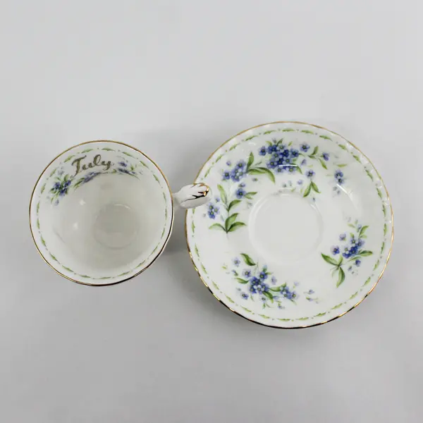 1970 Royal Albert Flower of the Month Teacup & Saucer JULY Blue Forget-Me-Not